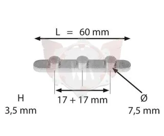 PASSFEDER MIT 3 STIFTEN ABSTAND 17+17mm WILDKART