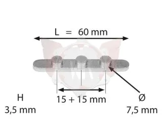PASSFEDER MIT 3 STIFTEN ABSTAND 15+15mm