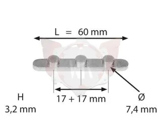 PASSFEDER MIT 3 STIFTEN ABSTAND 17+17mm