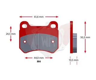 SATZ BREMSBELÄGE SINTER 524-0, ROT